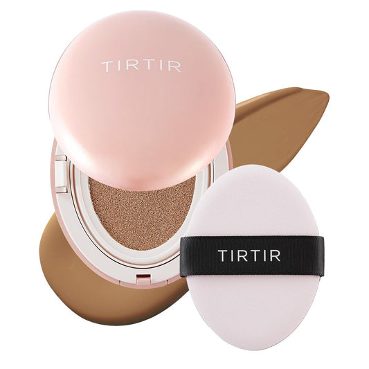 TIRTIR Mask Fit All Cover Pink Cushion Foundation – Hohe Deckkraft, Samtiges Matt-Finish, Leichte Textur, Korrigiert Rötungen, Koreanische Cushion (#35N Walnuss, Volle Größe, 0,63 Fl Oz)