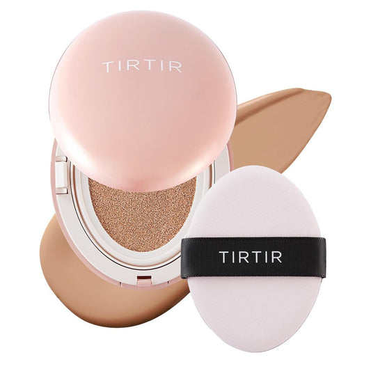 TIRTIR Mask Fit All Cover Pink Cushion Foundation | Hohe Deckkraft, Samtig-mattes Finish, Leicht, Makellos, Korrigiert Rötungen, Koreanische Cushion (#27C Cool Beige, Full Size, 0,63 Fl Oz)