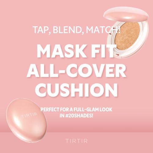 TIRTIR Mask Fit All Cover Pink Cushion Foundation – Hohe Deckkraft, Samtiges Finish, Leichte Textur (#17W French Vanilla, 0,63 Fl Oz)