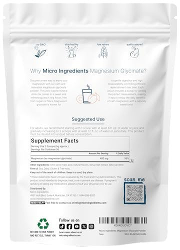 Magnesium Pulver, 340 g (56 Portionen) | Magnesiumglycinat Pulver | Süßer Pfirsichring Geschmack | Unterstützt Schlaf, Muskeln, Herz & Nerven | Leicht absorbierbar | Nicht-GVO, Vegan, Zuckerfrei