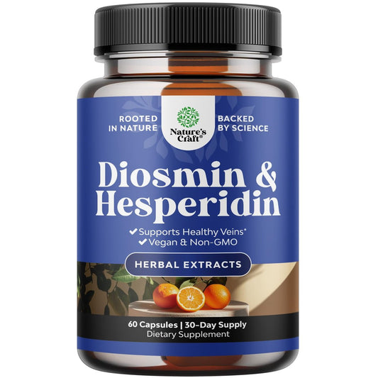 Diosmin Hesperidin 1000mg Komplex für Erwachsene - Bitterorange Ergänzung zur Unterstützung der Venengesundheit, Bein- und Fußdurchblutung - Diosmin & Hesperidin aus Citrus Aurantium - 60 Kapseln