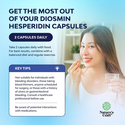 Diosmin Hesperidin 1000mg Komplex für Erwachsene - Bitterorange Ergänzung zur Unterstützung der Venengesundheit, Bein- und Fußdurchblutung - Diosmin & Hesperidin aus Citrus Aurantium - 60 Kapseln
