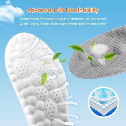 4D Cloud-Like Komfort Einlegesohlen für Damen - Weiche Memory-Schaum-Dämpfung - Zuschneidbare Stepper-Einlagen mit Fußgewölbestütze gegen Fußschmerzen und Ermüdung (US W 6.5-9)