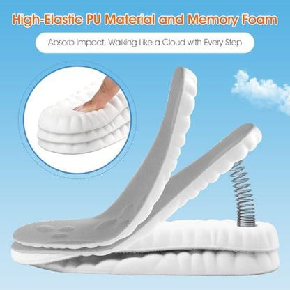4D Cloud-Like Komfort Einlegesohlen für Damen - Weiche Memory-Schaum-Dämpfung - Zuschneidbare Stepper-Einlagen mit Fußgewölbestütze gegen Fußschmerzen und Ermüdung (US W 6.5-9)