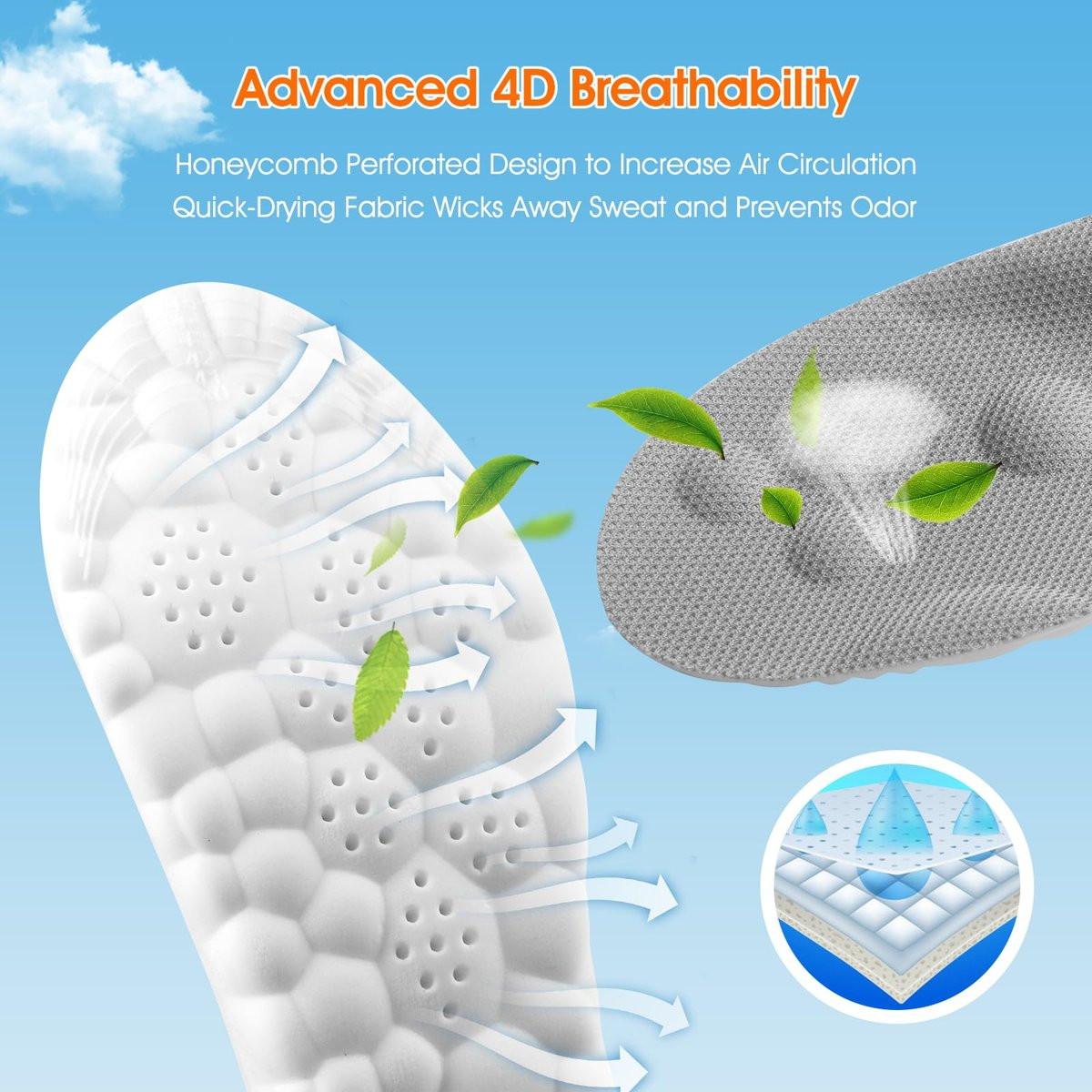 4D Cloud-Like Komfort Einlegesohlen für Damen - Weiche Memory-Schaum-Dämpfung - Zuschneidbare Stepper-Einlagen mit Fußgewölbestütze gegen Fußschmerzen und Ermüdung (US W 6.5-9)