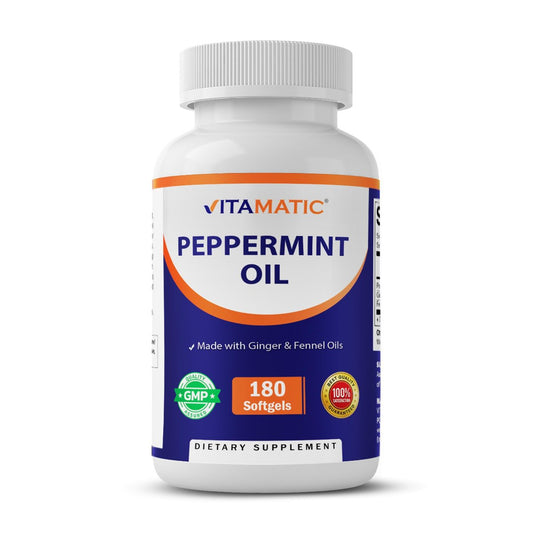 Vitamatic Pfefferminzöl-Gel mit Ingwer- und Fenchelölen, 550 mg pro Portion, 180 Weichkapseln