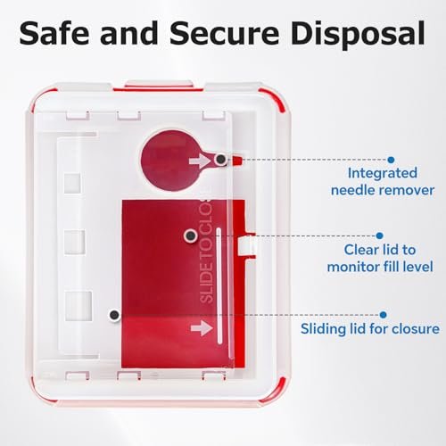 CareLiving Sharps Container 1 Quart (3er-Pack) – Entsorgungsbehälter für zu Hause und unterwegs – Kleiner, tragbarer Nadelbehälter aus Kunststoff