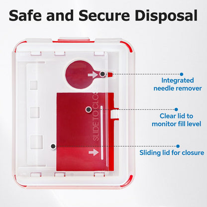 CareLiving Sharps Container 1 Quart (3er-Pack) – Entsorgungsbehälter für zu Hause und unterwegs – Kleiner, tragbarer Nadelbehälter aus Kunststoff