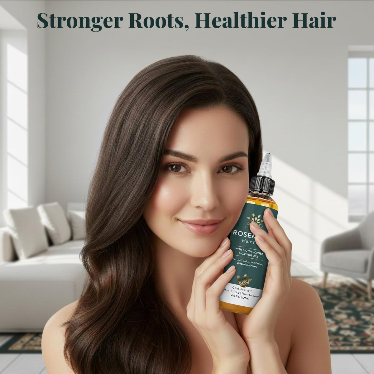AVD ORGANICS Rosmarinöl für Haarwachstum & Kopfhaut | Angereichert mit Biotin | Haarstärkend, nährend & volumenverleihend | Mit Jojoba- & Rizinusöl | NON-GMO 120ml