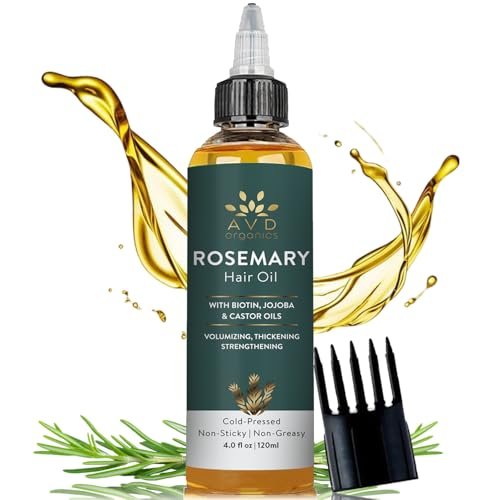 AVD ORGANICS Rosmarinöl für Haarwachstum & Kopfhaut | Angereichert mit Biotin | Haarstärkend, nährend & volumenverleihend | Mit Jojoba- & Rizinusöl | NON-GMO 120ml