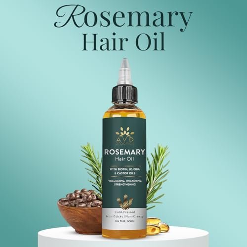AVD ORGANICS Rosmarinöl für Haarwachstum & Kopfhaut | Angereichert mit Biotin | Haarstärkend, nährend & volumenverleihend | Mit Jojoba- & Rizinusöl | NON-GMO 120ml