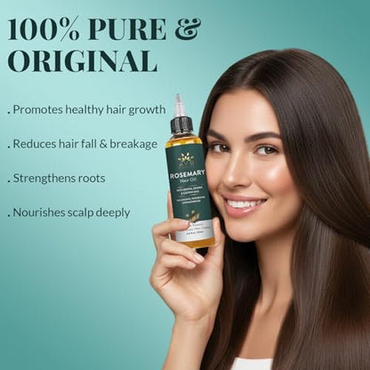 AVD ORGANICS Rosmarinöl für Haarwachstum & Kopfhaut | Angereichert mit Biotin | Haarstärkend, nährend & volumenverleihend | Mit Jojoba- & Rizinusöl | NON-GMO 120ml