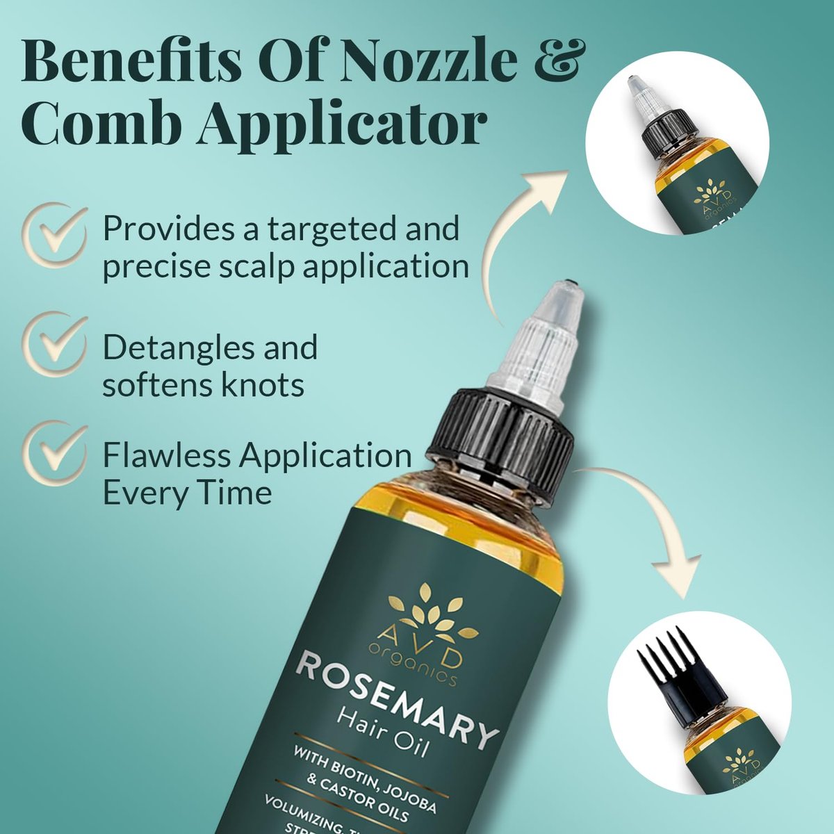 AVD ORGANICS Rosmarinöl für Haarwachstum & Kopfhaut | Angereichert mit Biotin | Haarstärkend, nährend & volumenverleihend | Mit Jojoba- & Rizinusöl | NON-GMO 120ml