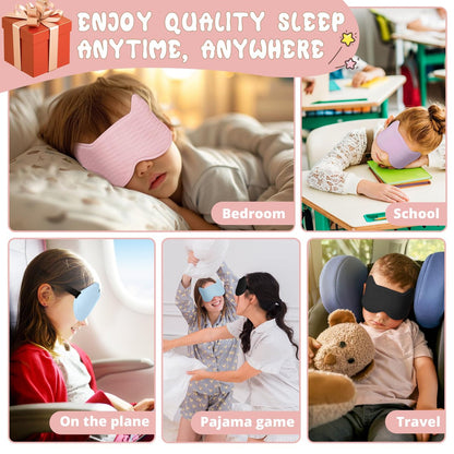 3D-Kontur-Schlafmaske für Kinder: Gedächtnisschaum-Augenmaske mit verstellbarem Band, druckfreies Schlaf-Design für Jungen, Mädchen, Teenager (Pink)