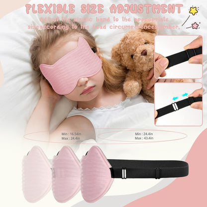 3D-Kontur-Schlafmaske für Kinder: Gedächtnisschaum-Augenmaske mit verstellbarem Band, druckfreies Schlaf-Design für Jungen, Mädchen, Teenager (Pink)