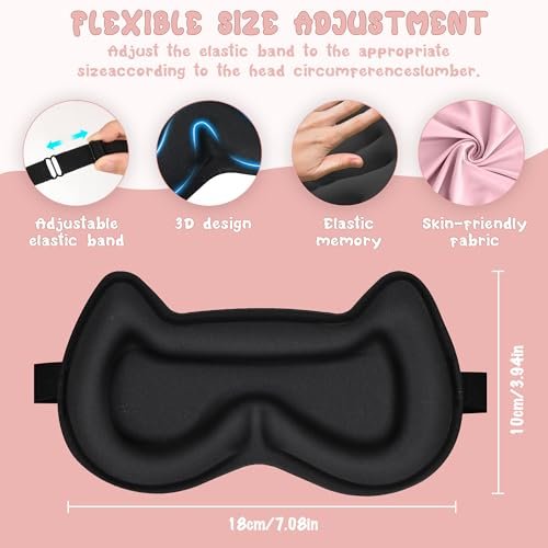 3D-Kontur-Schlafmaske für Kinder: Gedächtnisschaum-Augenmaske mit verstellbarem Band, druckfreies Schlaf-Design für Jungen, Mädchen, Teenager (Pink)