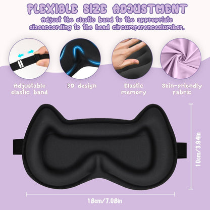 Schlafmaske für Kinder: 3D-konturierte Augenmaske mit Memory-Schaum, verstellbarem Band – Druckfreier Schlaf für Jungen, Mädchen, Teenager (Lila)