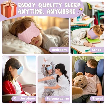 Schlafmaske für Kinder: 3D-konturierte Augenmaske mit Memory-Schaum, verstellbarem Band – Druckfreier Schlaf für Jungen, Mädchen, Teenager (Lila)
