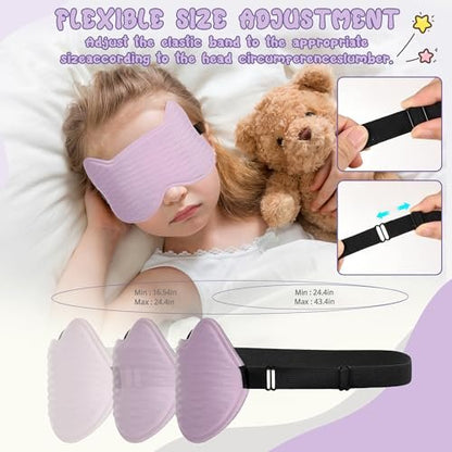 Schlafmaske für Kinder: 3D-konturierte Augenmaske mit Memory-Schaum, verstellbarem Band – Druckfreier Schlaf für Jungen, Mädchen, Teenager (Lila)