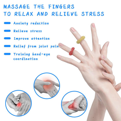 Ortarco 12-teilige Akupressurringe – Angstringe, 6 Farben Akupunkturringe und Finger-Massagegerät, leise Fidgets für Klassenzimmer, Zuhause und Büro zur Stressreduktion
