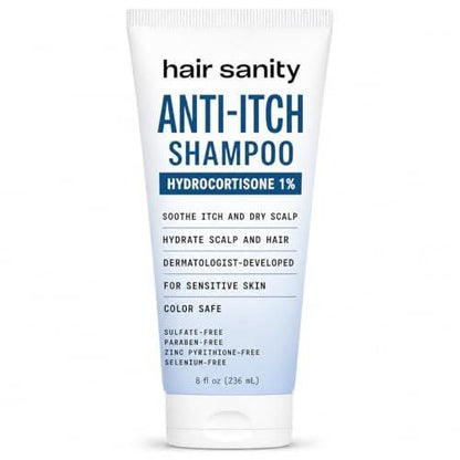 ITCHY SCALP SHAMPOO (Hydrocortison 1%) – Anti-Juckreiz Behandlung für trockene Kopfhaut, Ekzeme, Entzündungen – Männer & Frauen – Farbsicher, Sulfatfrei – Dermatologisch patentierte Formel für schuppige Kopfhaut – 8 Fl Oz