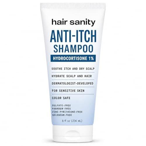 ITCHY SCALP SHAMPOO (Hydrocortison 1%) – Anti-Juckreiz Behandlung für trockene Kopfhaut, Ekzeme, Entzündungen – Männer & Frauen – Farbsicher, Sulfatfrei – Dermatologisch patentierte Formel für schuppige Kopfhaut – 8 Fl Oz