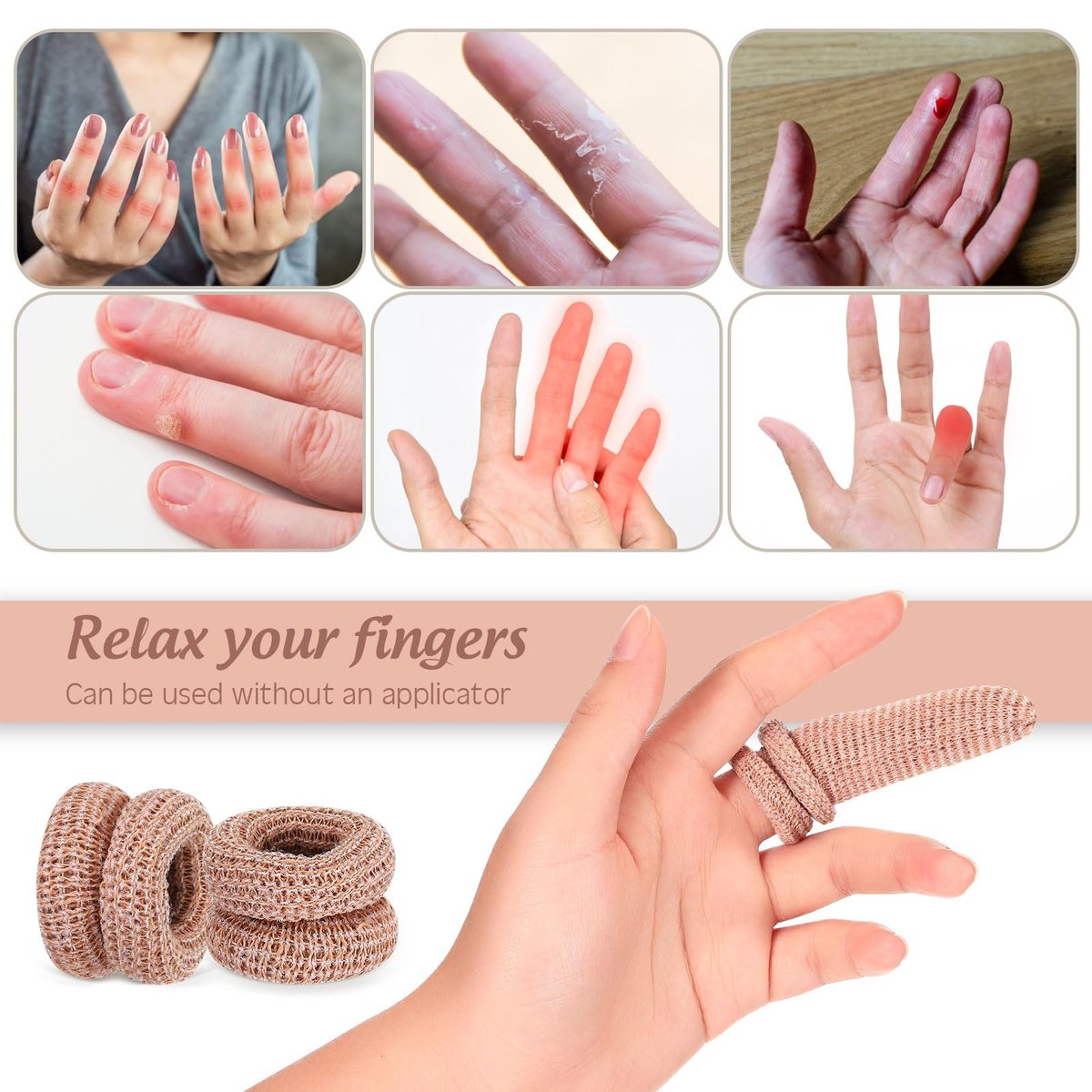 Nuanchu 40 Stück Fingerverband Fingerkuppenschutz Atmungsaktive Fingerbandage für Wundversorgung Baumwoll-Fingerspitzenabdeckungen Einweg-Fingerlinge für Daumenverstauchungen Gartenarbeit Fitness (Hautfarbe, 32 cm)