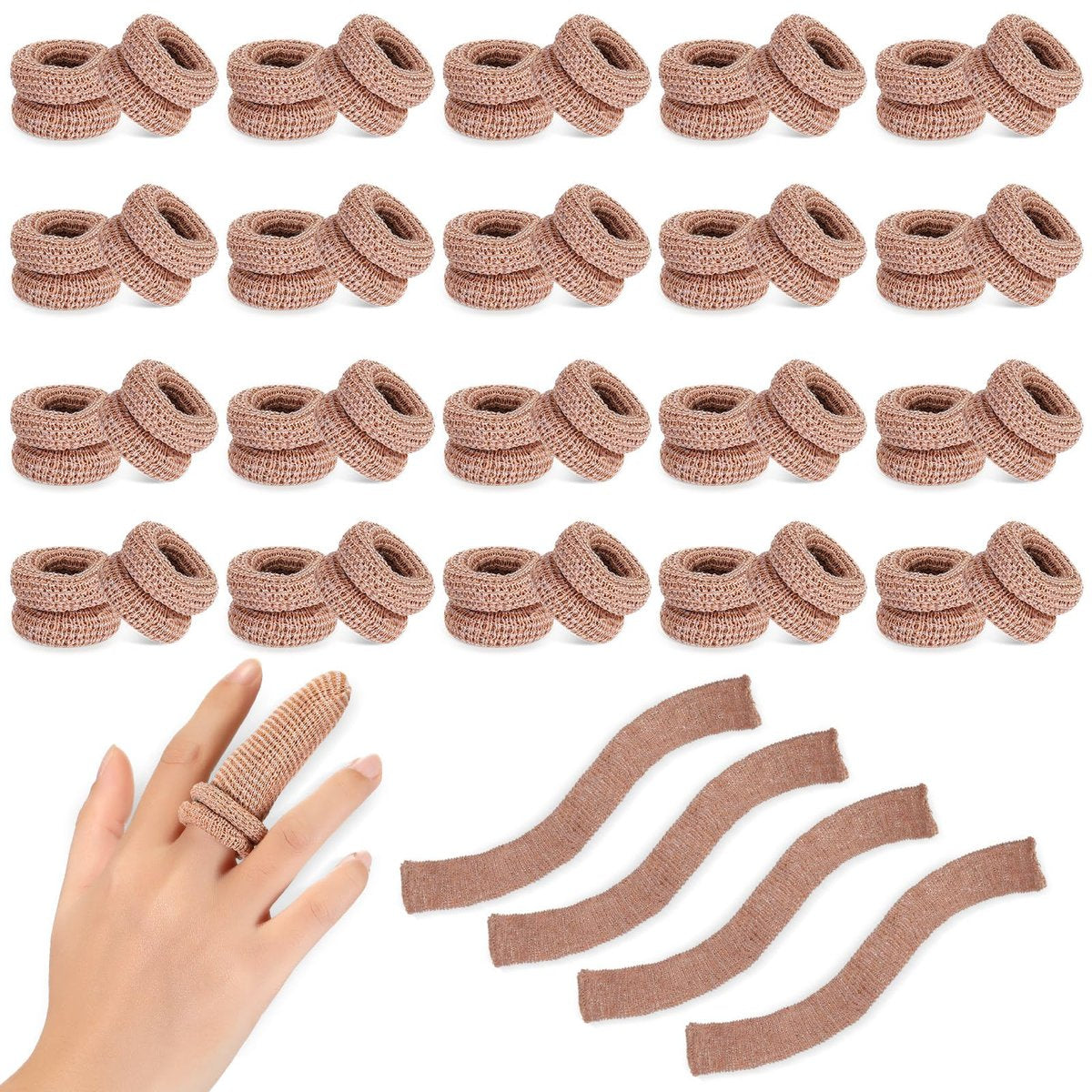 Nuanchu 40 Stück Fingerverband Fingerkuppenschutz Atmungsaktive Fingerbandage für Wundversorgung Baumwoll-Fingerspitzenabdeckungen Einweg-Fingerlinge für Daumenverstauchungen Gartenarbeit Fitness (Hautfarbe, 32 cm)