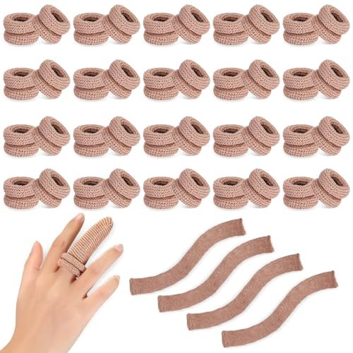 Nuanchu 40 Stück Fingerverband Fingerkuppenschutz Atmungsaktive Fingerbandage für Wundversorgung Baumwoll-Fingerspitzenabdeckungen Einweg-Fingerlinge für Daumenverstauchungen Gartenarbeit Fitness (Hautfarbe, 32 cm)