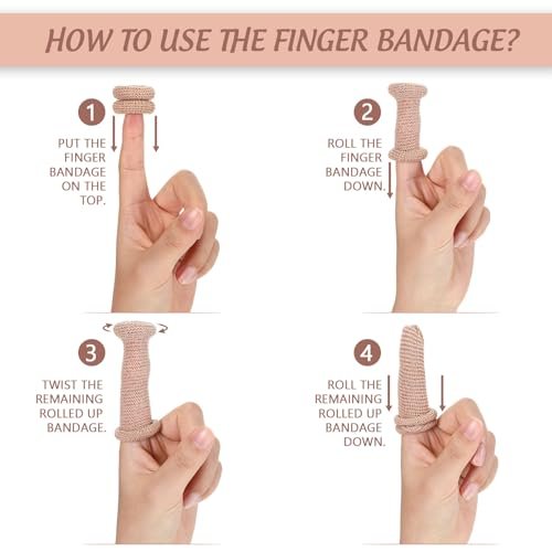 Nuanchu 40 Stück Fingerverband Fingerkuppenschutz Atmungsaktive Fingerbandage für Wundversorgung Baumwoll-Fingerspitzenabdeckungen Einweg-Fingerlinge für Daumenverstauchungen Gartenarbeit Fitness (Hautfarbe, 32 cm)
