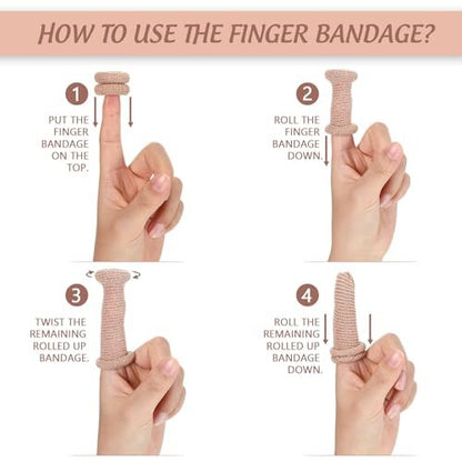 Nuanchu 40 Stück Fingerverband Fingerkuppenschutz Atmungsaktive Fingerbandage für Wundversorgung Baumwoll-Fingerspitzenabdeckungen Einweg-Fingerlinge für Daumenverstauchungen Gartenarbeit Fitness (Hautfarbe, 32 cm)