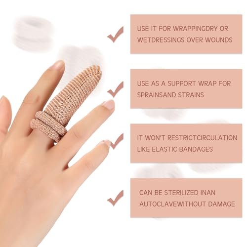 Nuanchu 40 Stück Fingerverband Fingerkuppenschutz Atmungsaktive Fingerbandage für Wundversorgung Baumwoll-Fingerspitzenabdeckungen Einweg-Fingerlinge für Daumenverstauchungen Gartenarbeit Fitness (Hautfarbe, 32 cm)