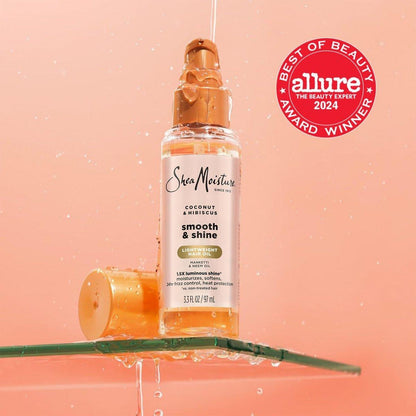 SheaMoisture Coconut & Hibiscus Curl & Shine Shampoo & Conditioner, Familienpackungen + Glanzöl für lockige Haare, glänzendes Haar, Frizz-Kontrolle
