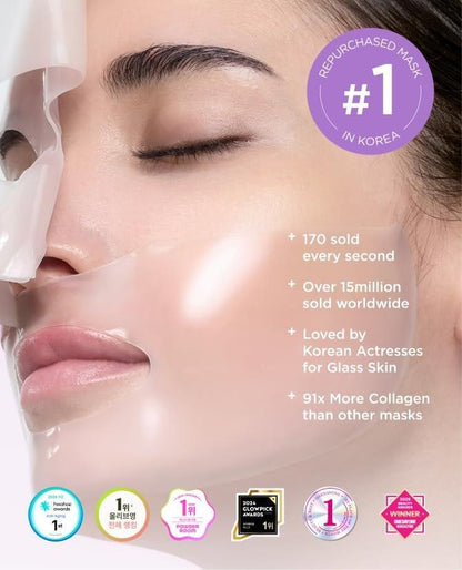 AROCELL Super Collagen Mask 8er-Pack – 5.000.000 ppb Hydrogel-Gesichtsmasken mit niedermolekularem Kollagen für Elastizität, Feuchtigkeit und Anti-Aging – Kühlenede koreanische Hautpflege, 43 g x 8 Stück