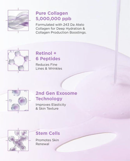 AROCELL Super Collagen Mask 8er-Pack – 5.000.000 ppb Hydrogel-Gesichtsmasken mit niedermolekularem Kollagen für Elastizität, Feuchtigkeit und Anti-Aging – Kühlenede koreanische Hautpflege, 43 g x 8 Stück