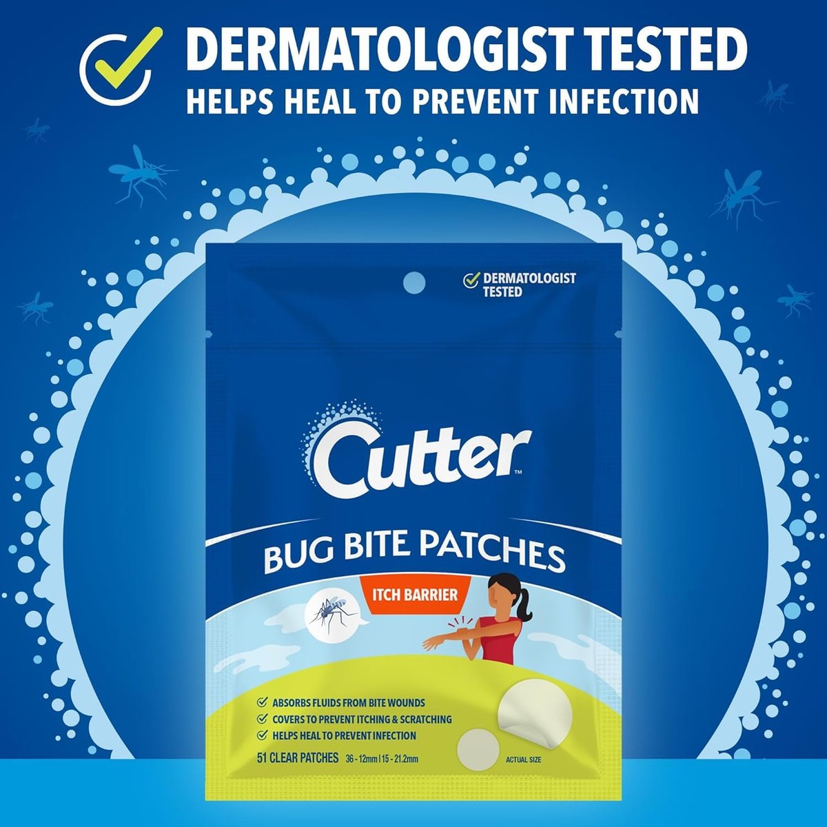 Cutter Bug Bite Patches – Juckreizlindernde Hydrokolloidpflaster für Kinder & Erwachsene, 153 Stück (3er-Pack)