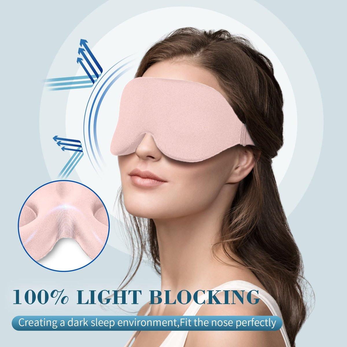 ZGGCD Schlafmaske für Seitenschläfer – 3D konturierte Augenmaske mit Memory-Schaum, lichtblockierend, verstellbar – für Damen und Herren, Pink