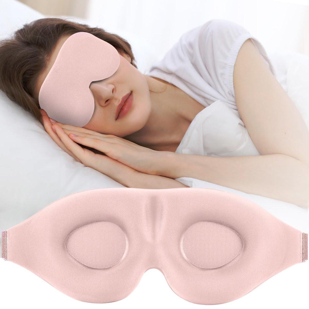 ZGGCD Schlafmaske für Seitenschläfer – 3D konturierte Augenmaske mit Memory-Schaum, lichtblockierend, verstellbar – für Damen und Herren, Pink