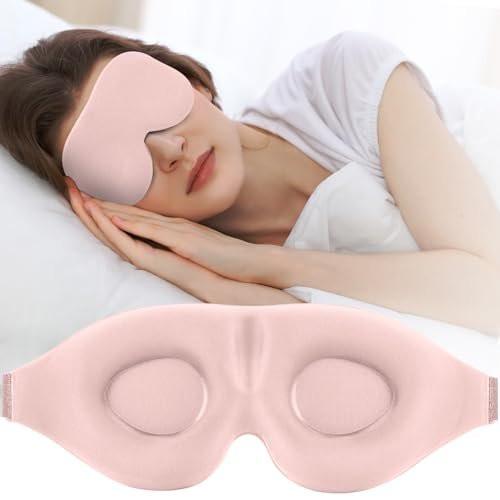 ZGGCD Schlafmaske für Seitenschläfer – 3D konturierte Augenmaske mit Memory-Schaum, lichtblockierend, verstellbar – für Damen und Herren, Pink