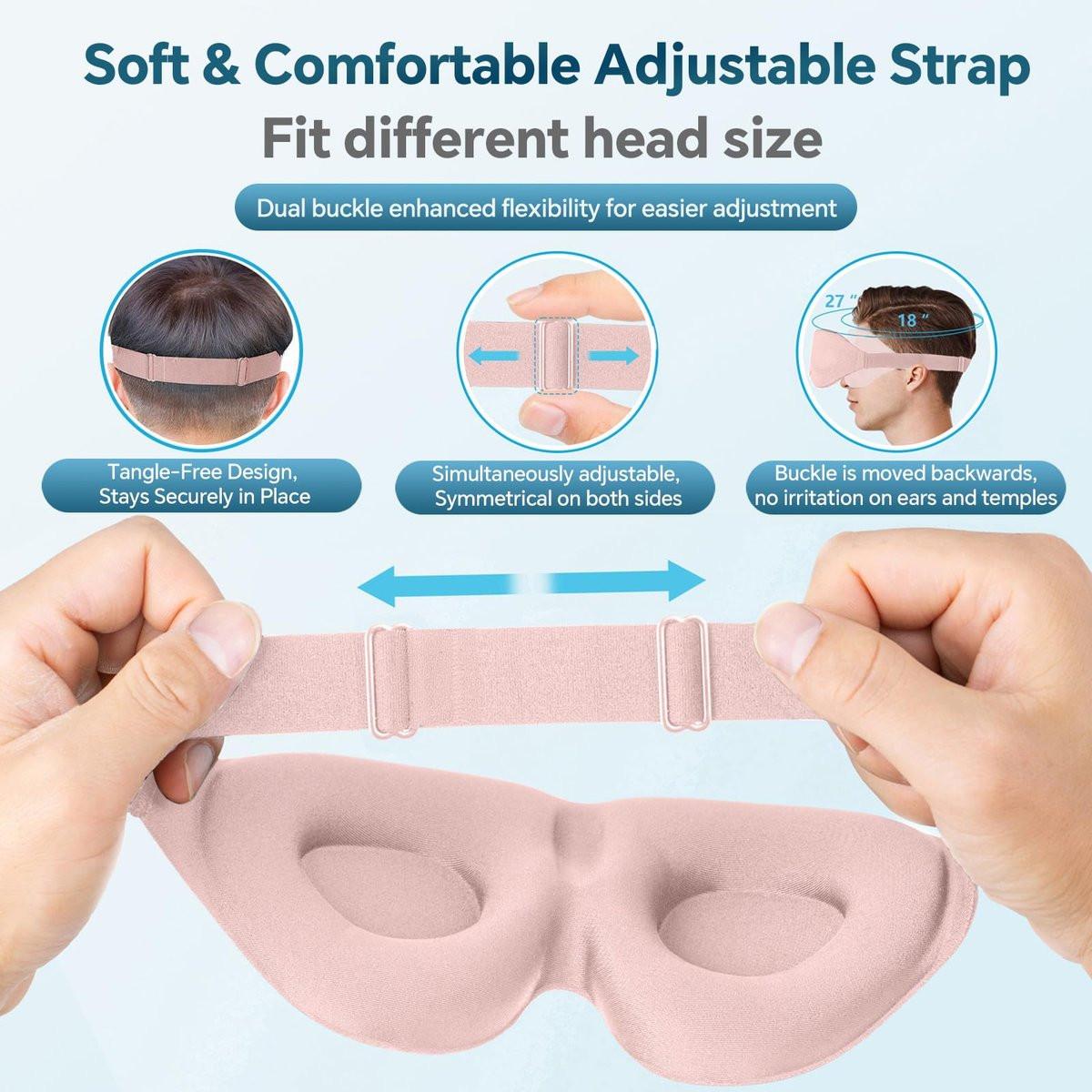 ZGGCD Schlafmaske für Seitenschläfer – 3D konturierte Augenmaske mit Memory-Schaum, lichtblockierend, verstellbar – für Damen und Herren, Pink