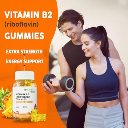 ZA'ZA K ORGANICS Vitamin B2 Gummis – Riboflavin 400 mg für Kinder & Erwachsene, vegane Vitamin B2 Nahrungsergänzung, Energieunterstützung & Nervengesundheit, 60 Gummis