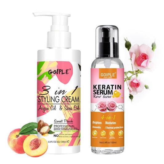 3-in-1 Styling Cream für fliegende Haare und Frizz – Keratin-Protein-Haarserum mit pflegendem Öl – Glanz, Anti-Frizz, Slick Back Haarkur