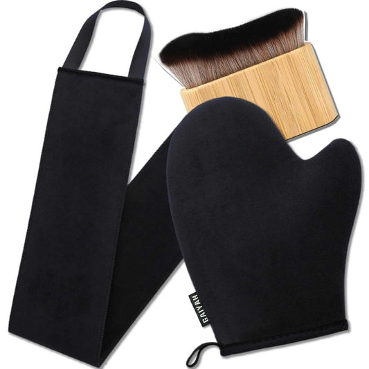3-in-1 Selbstbräuner-Handschuh Set: Applikator, Pinsel und Schwamm für gleichmäßige Bräune