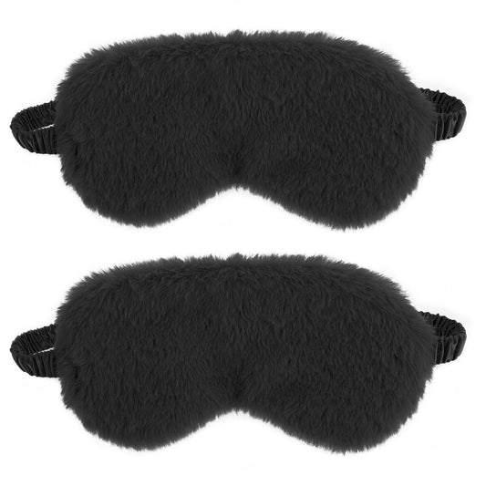 2er-Pack Schwarze Plüsch Schlafmaske – Weiche Samt-Augenmaske für Damen und Herren