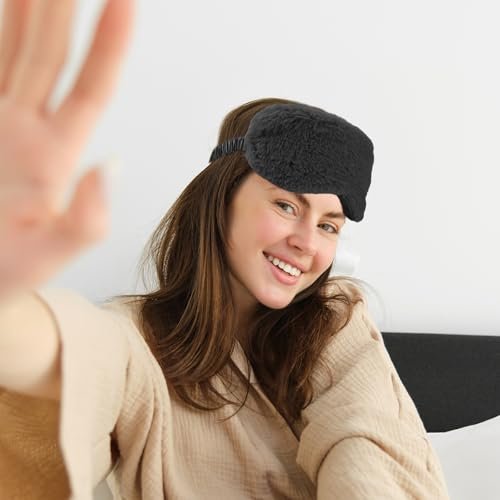 2er-Pack Schwarze Plüsch Schlafmaske – Weiche Samt-Augenmaske für Damen und Herren