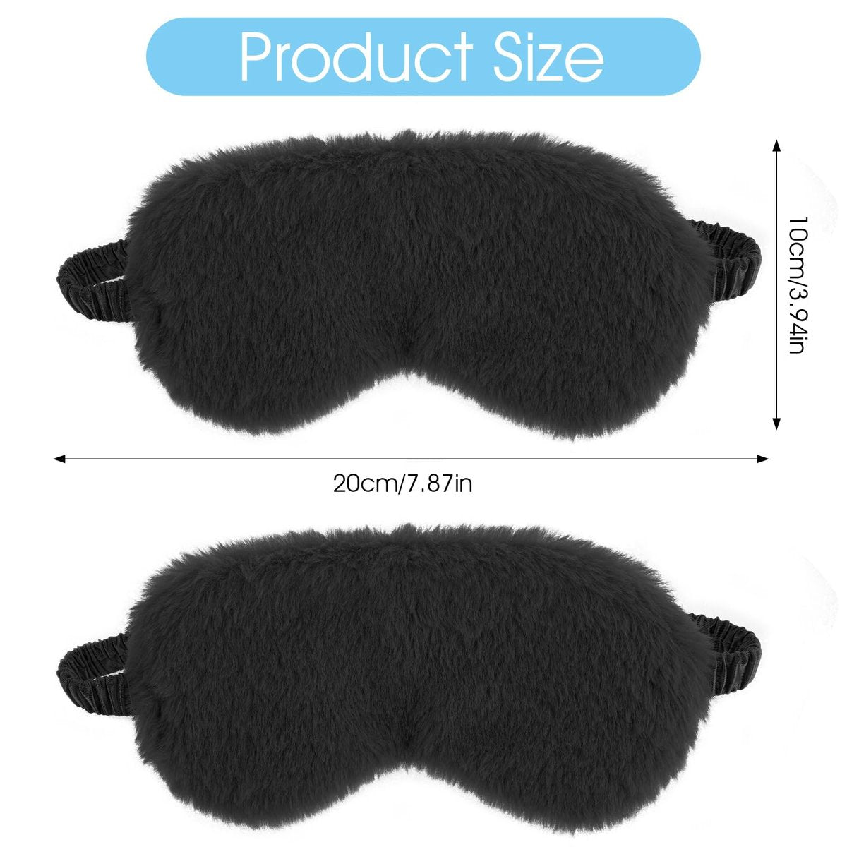 2er-Pack Schwarze Plüsch Schlafmaske – Weiche Samt-Augenmaske für Damen und Herren