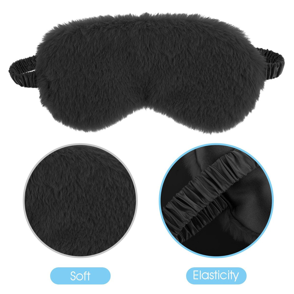 2er-Pack Schwarze Plüsch Schlafmaske – Weiche Samt-Augenmaske für Damen und Herren