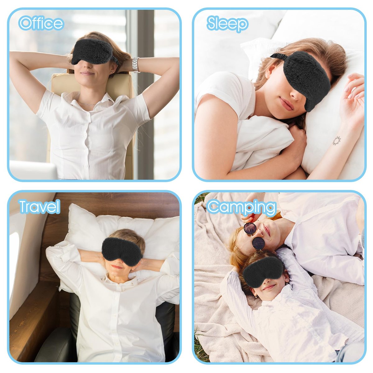 2er-Pack Schwarze Plüsch Schlafmaske – Weiche Samt-Augenmaske für Damen und Herren