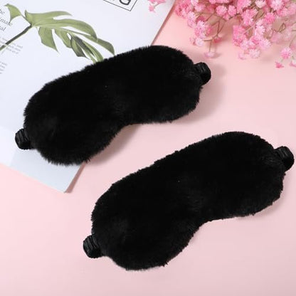 2er-Pack Schwarze Plüsch Schlafmaske – Weiche Samt-Augenmaske für Damen und Herren