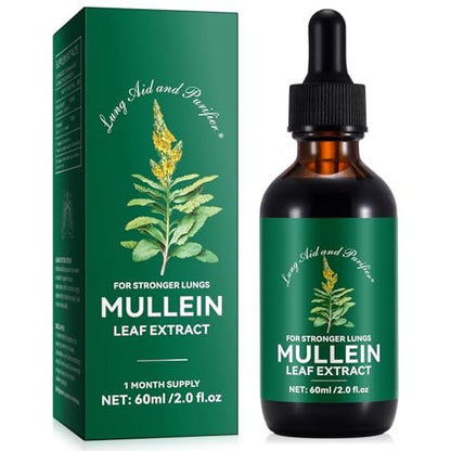 Mullein-Tropfen für die Lunge 2 Fl Oz – Mulleinblattextrakt mit Chlorophyll – Natürliches pflanzliches Nahrungsergänzungsmittel zur Lungenreinigung, Atemwegsunterstützung, Stärkung des Immunsystems, Verdauungswohlbefinden